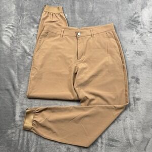 Primo Golf Joggers Men 33 Regular Tan Performance Stretch Ankle Zipper Chino